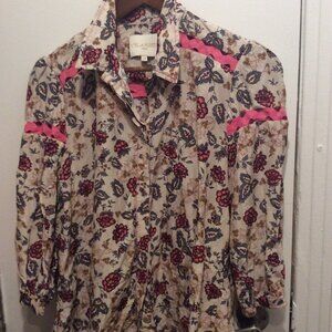 STELLA FOREST Paris Linen Blend Floral Blouse